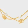 Triomphe Pearl Double Necklace in Brass with Gold Finish and Resin Pearls Triomphe Pearl Double Necklace in Brass with Gold Finish and Resin Pearls