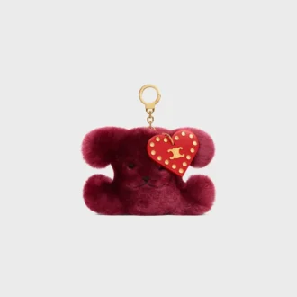 Triomphe Pom-Pom Charm in Embroidered Shearling and Calfskin Triomphe Pom-Pom Charm in Embroidered Shearling and Calfskin
