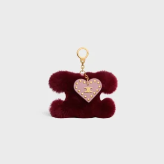 Triomphe Pom-Pom Charm in Shearling and Calfskin Triomphe Pom-Pom Charm in Shearling and Calfskin