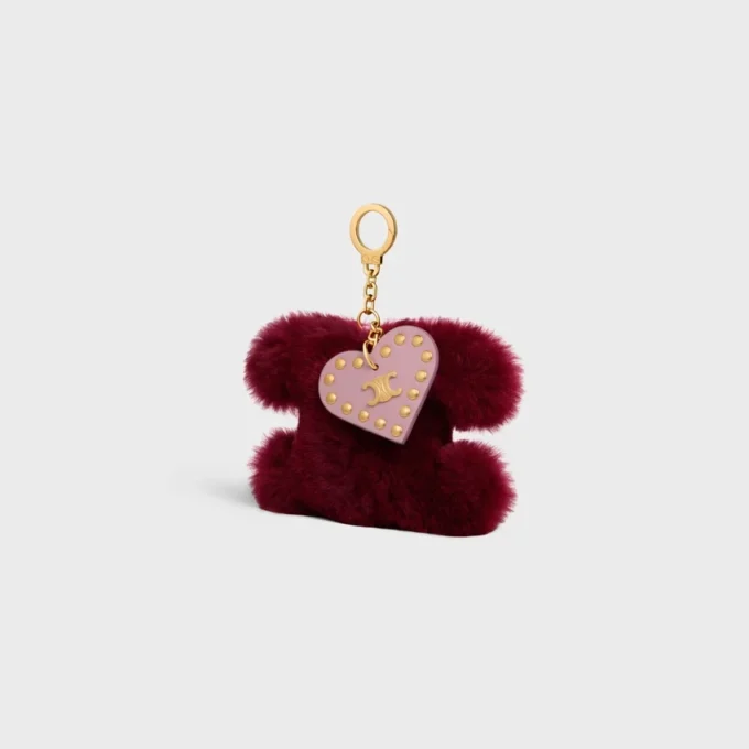 Triomphe Pom-Pom Charm in Shearling and Calfskin
