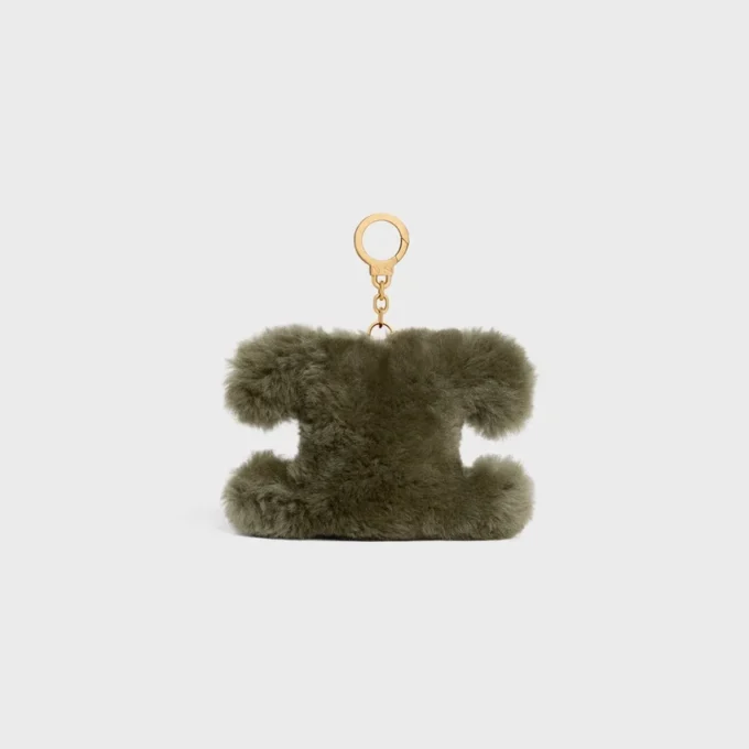 Triomphe Pom-Pom Charm in Shearling and Calfskin