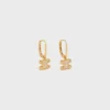 Triomphe Rhinestone Earrings in Brass with Gold Finish and Crystals