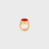 Triomphe Signet Ring in Varnish and Brass with Gold Finish