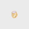 Triomphe Signet Ring in Varnish and Brass with Gold Finish