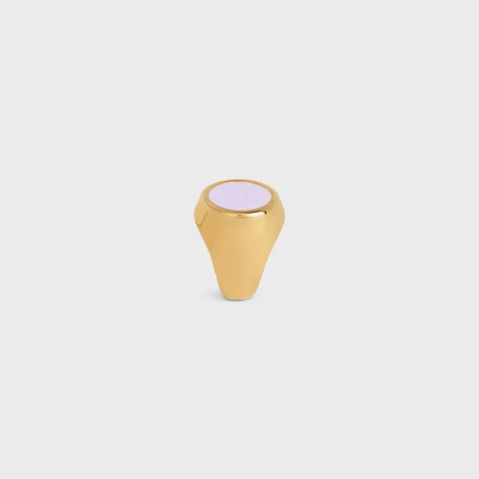Triomphe Signet Ring in Varnish and Brass with Gold Finish