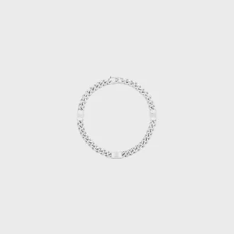 Triomphe Small Gourmette Bracelet in Brass with Rhodium Finish Triomphe Small Gourmette Bracelet in Brass with Rhodium Finish