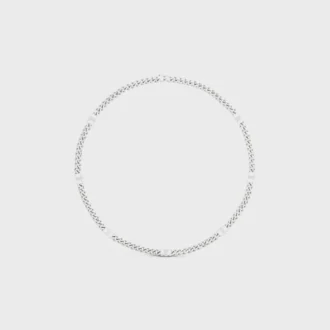 Triomphe Small Gourmette Necklace in Brass with Rhodium Finish Triomphe Small Gourmette Necklace in Brass with Rhodium Finish