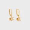 Triomphe Solitaire Sparkle Earrings in Strass and Brass with Gold Finish