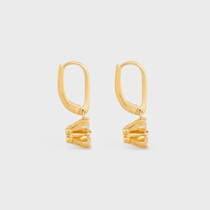 Triomphe Solitaire Sparkle Earrings in Strass and Brass with Gold Finish