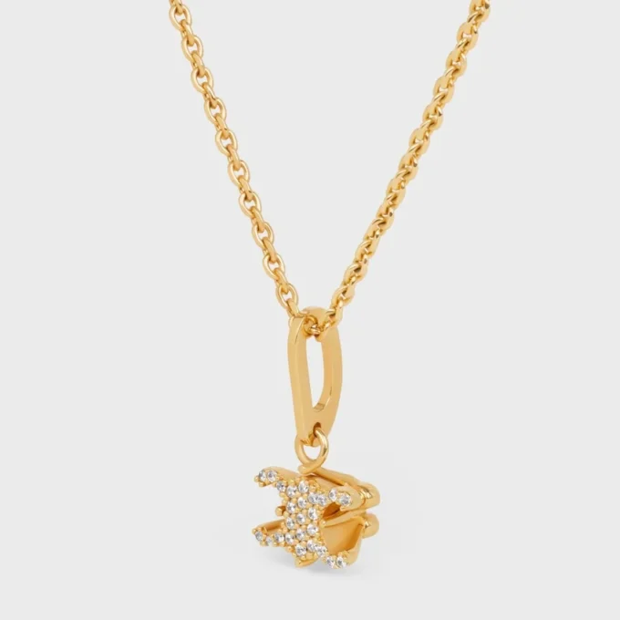 Triomphe Solitaire Sparkle Necklace in Strass and Brass with Gold Finish Triomphe Solitaire Sparkle Necklace in Strass and Brass with Gold Finish