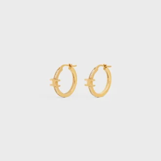 Triomphe Sparkle Hoops in Strass and Brass with Gold Finish Triomphe Sparkle Hoops in Strass and Brass with Gold Finish