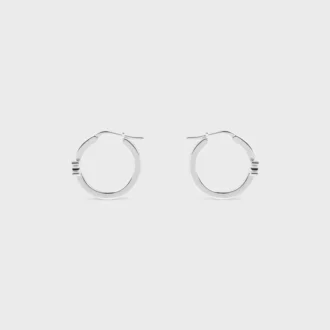 Triomphe Sparkle Hoops in Strass and Brass with Rhodium Finish Triomphe Sparkle Hoops in Strass and Brass with Rhodium Finish
