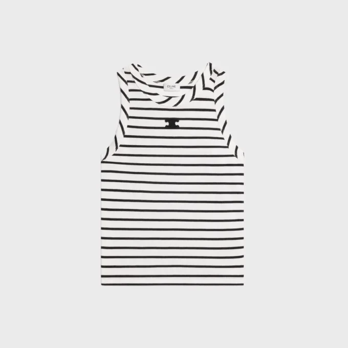 Triomphe Tank Top in Striped Silk Jersey