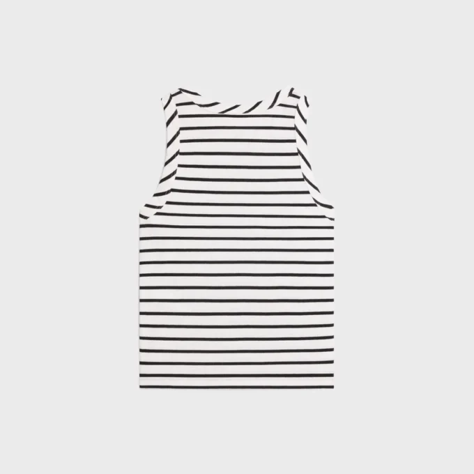Triomphe Tank Top in Striped Silk Jersey