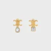 Triomphe Twinkle Earrings in Strass and Brass with Gold Finish