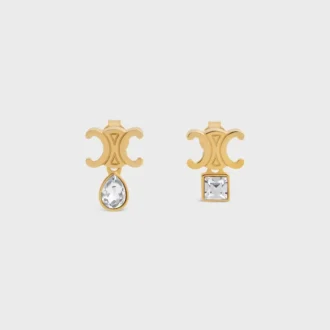 Triomphe Twinkle Earrings in Strass and Brass with Gold Finish Triomphe Twinkle Earrings in Strass and Brass with Gold Finish