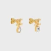Triomphe Twinkle Earrings in Strass and Brass with Gold Finish