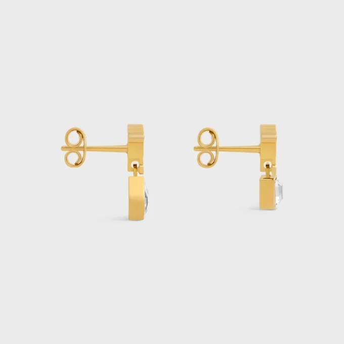 Triomphe Twinkle Earrings in Strass and Brass with Gold Finish
