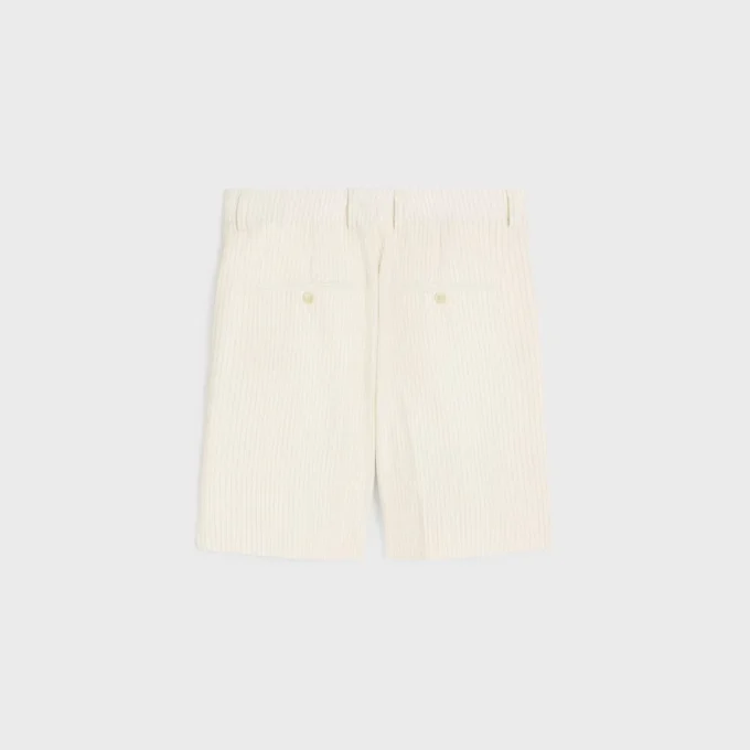 Triple-Pleated Masculin Shorts in Striped Wool Triple-Pleated Masculin Shorts in Striped Wool