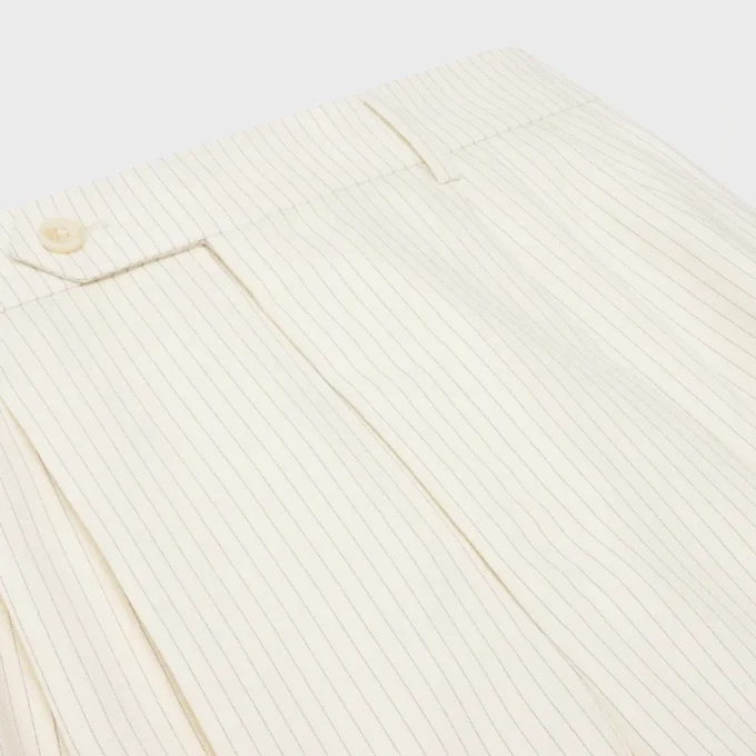 Triple-Pleated Masculin Shorts in Striped Wool Triple-Pleated Masculin Shorts in Striped Wool