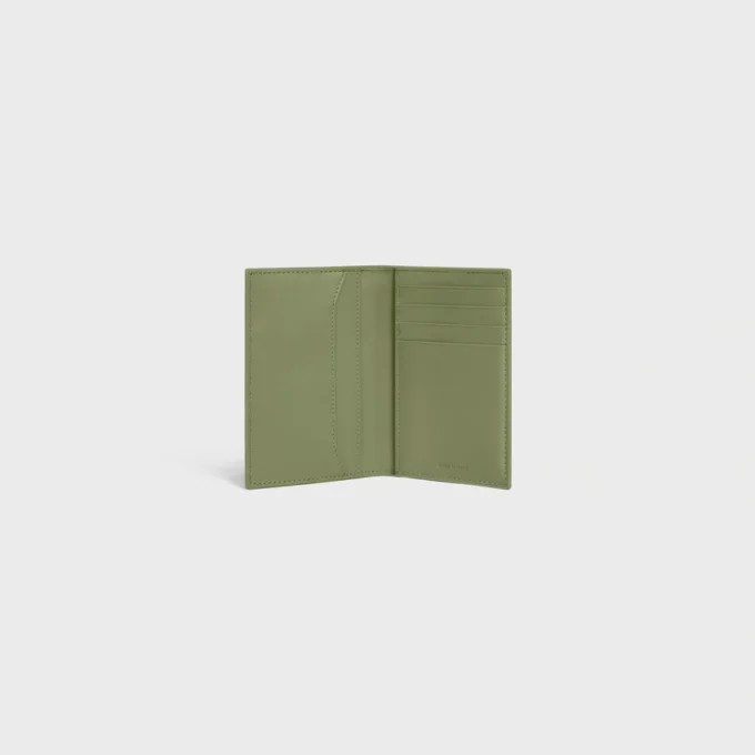 Vertical Card Holder in Grained Calfskin