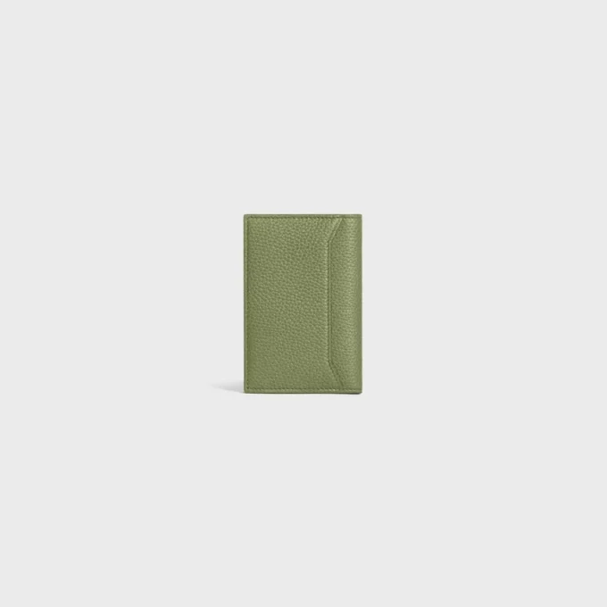Vertical Card Holder in Grained Calfskin