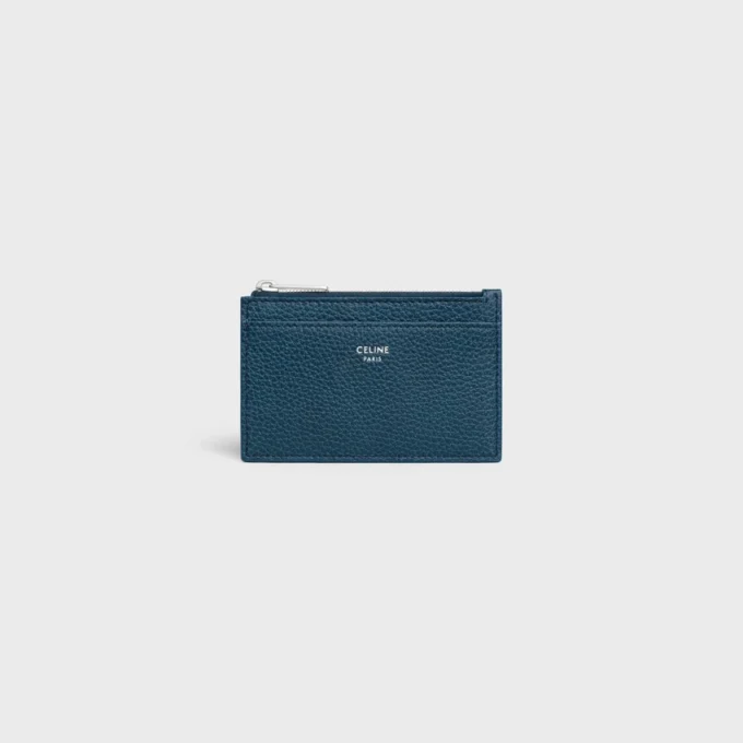Zipped Card Holder in Grained Calfskin