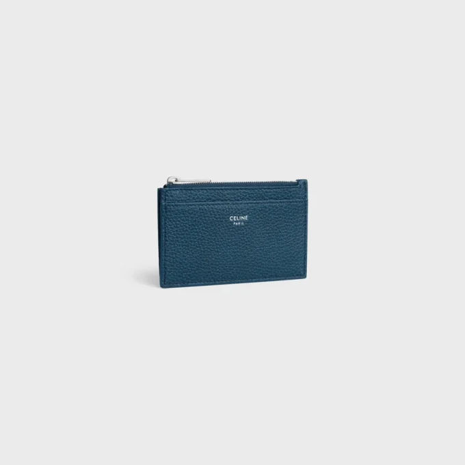Zipped Card Holder in Grained Calfskin