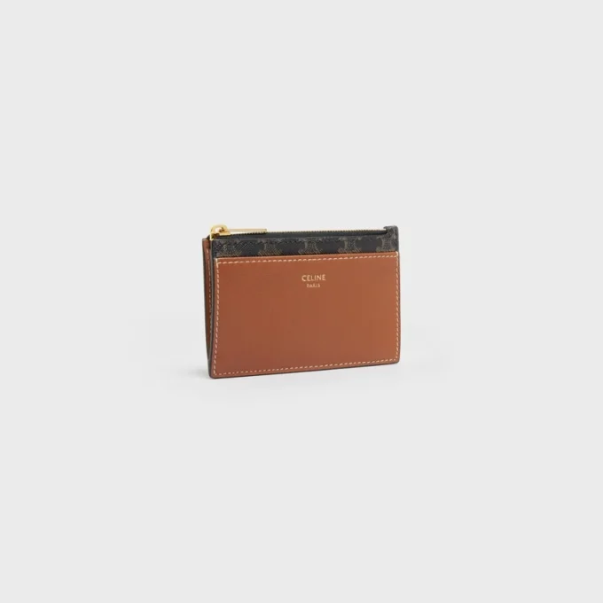 Zipped Card Holder in Triomphe Canvas and Lambskin Zipped Card Holder in Triomphe Canvas and Lambskin