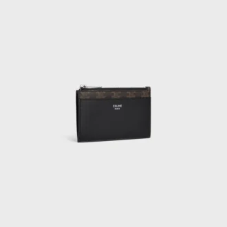 Zipped Card Holder in Triomphe Canvas and Lambskin Zipped Card Holder in Triomphe Canvas and Lambskin